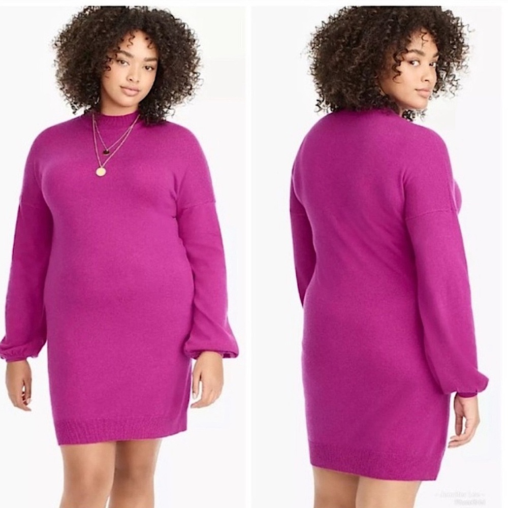 J. Crew Universal Standard Sweater Dress Berry Pink Purple Balloon Sleeves Sz 4X